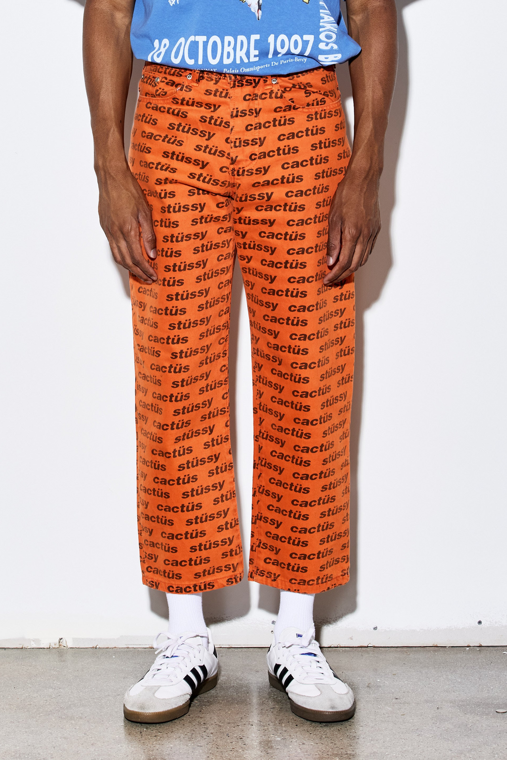 Stüssy x Cactus Plant Flea Market (CPFM) “Orange CACTUS BIG OL JEAN” Logo Print Pants – Size 28