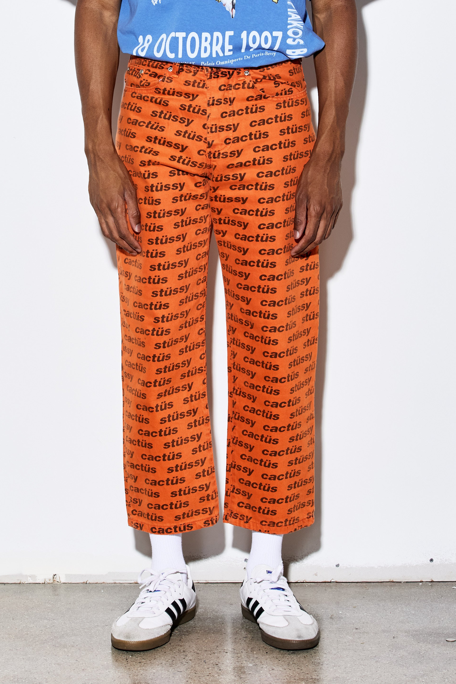Stüssy x Cactus Plant Flea Market (CPFM) “Orange CACTUS BIG OL JEAN” Logo Print Pants – Size 28