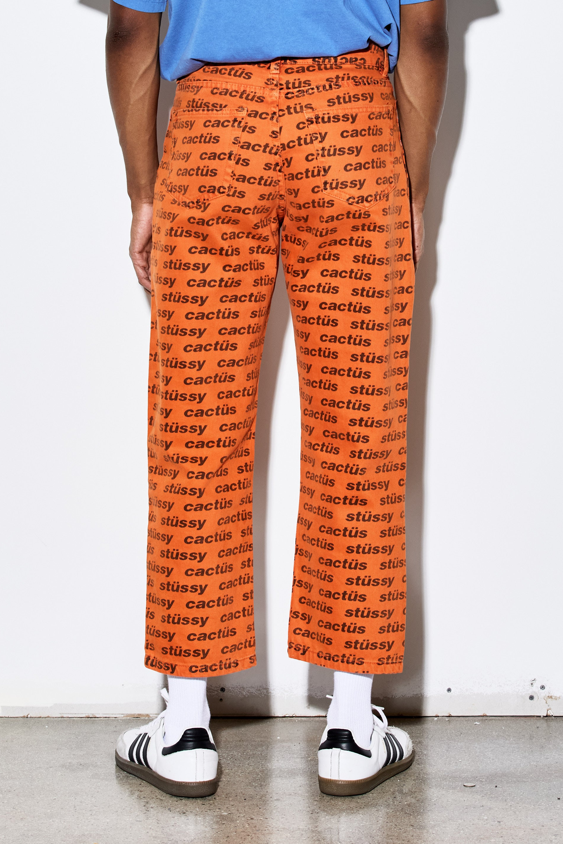 Stüssy x Cactus Plant Flea Market (CPFM) “Orange CACTUS BIG OL JEAN” Logo Print Pants – Size 28