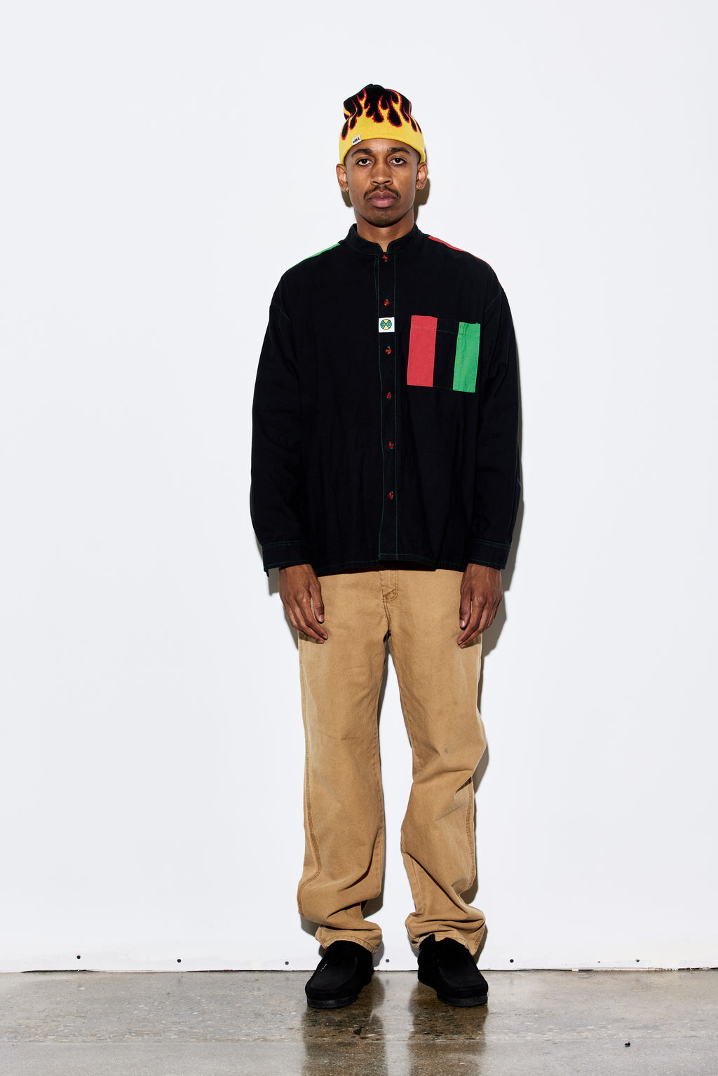 Fire Logo Beanie (Black with Red & Yellow Accent)