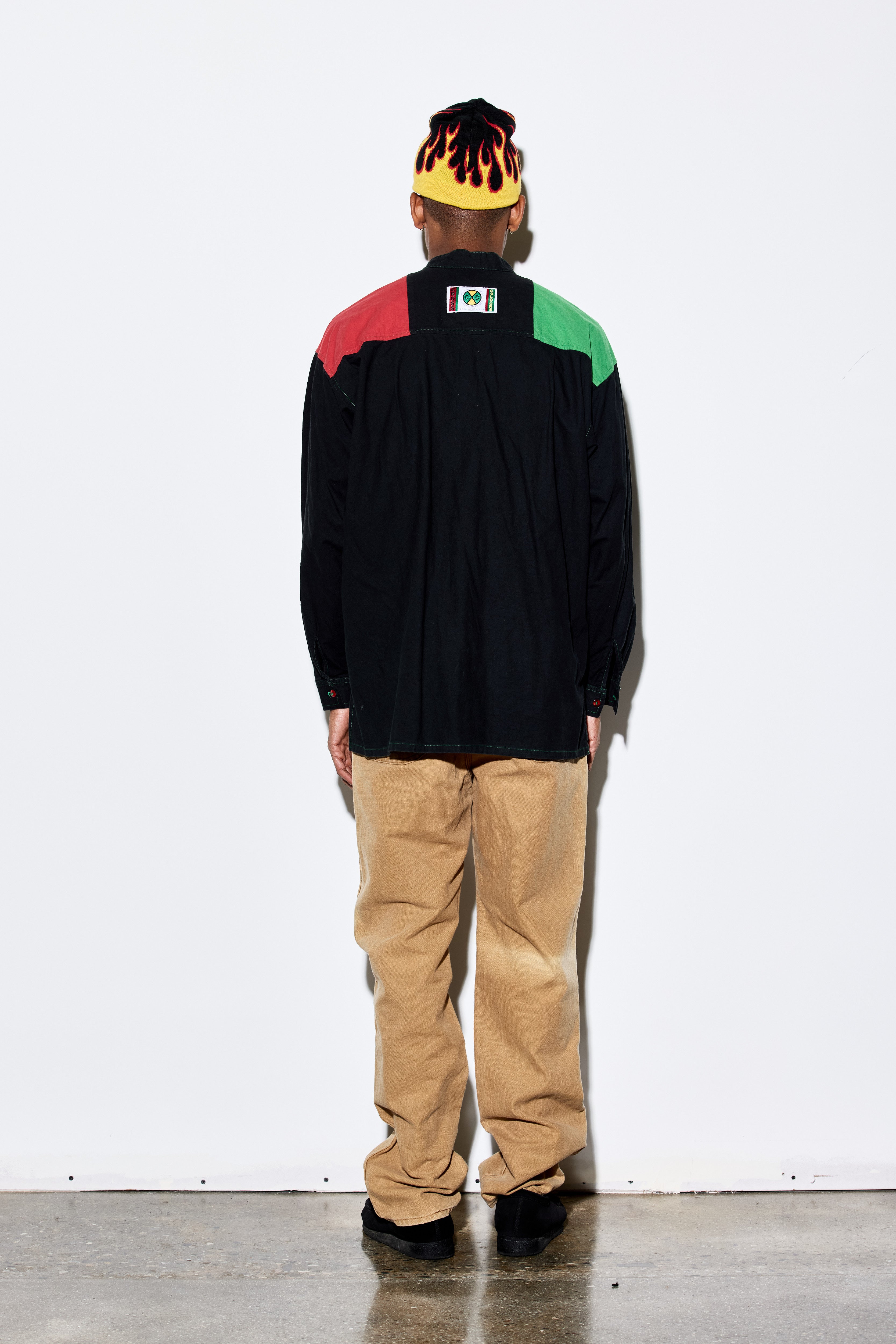 Vintage Cross Colours Colorblock Button-Up Shirt Size L