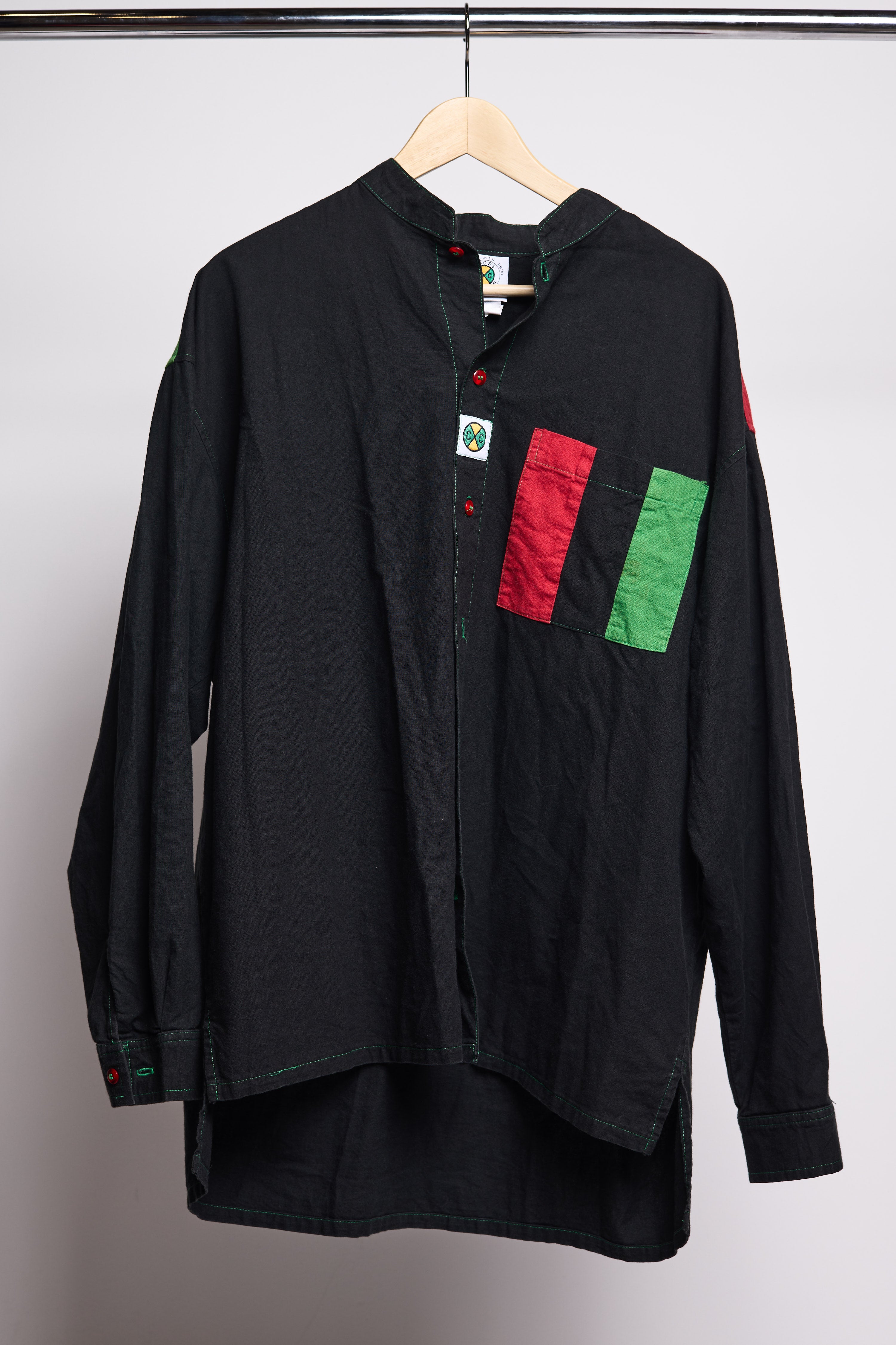 Vintage Cross Colours Colorblock Button-Up Shirt Size L