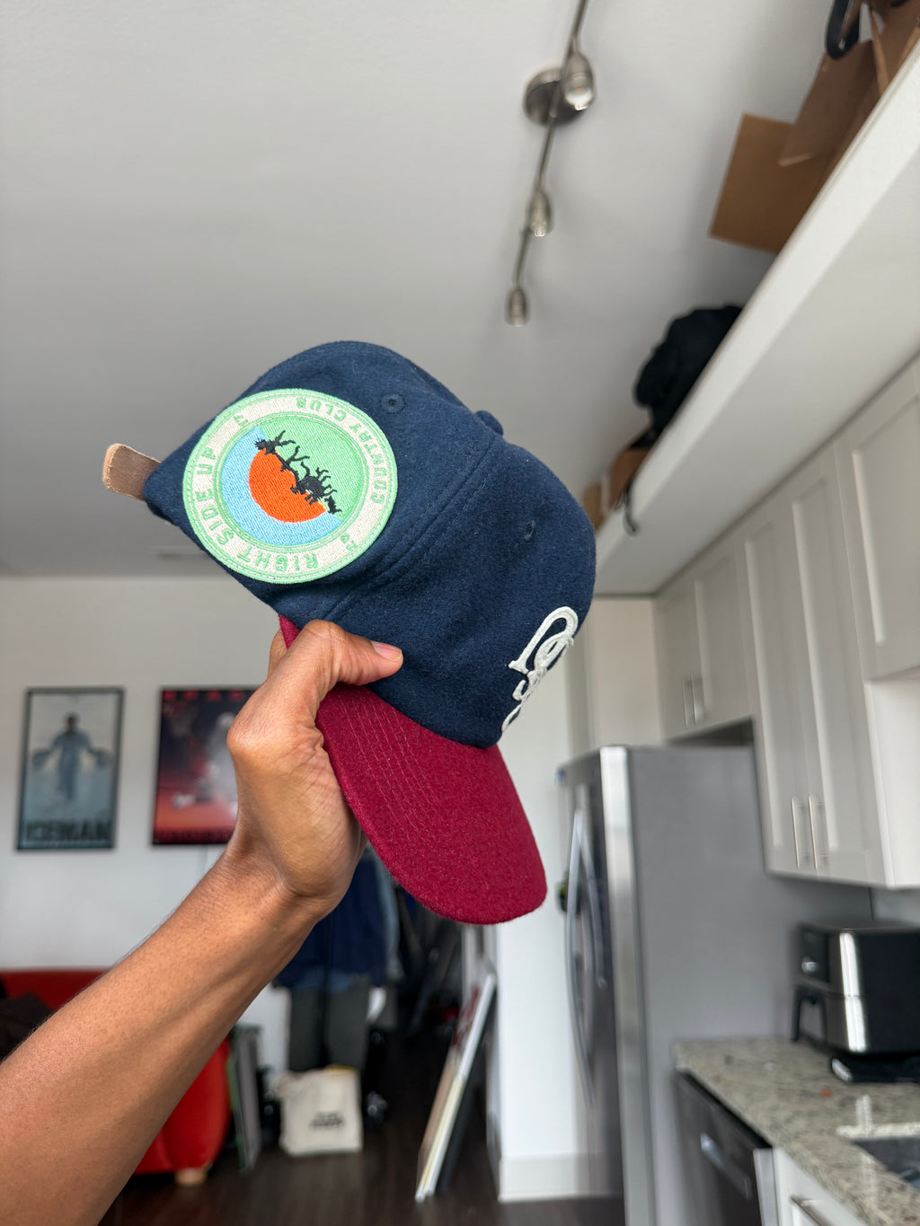 Two-tone Navy and Maroon hat