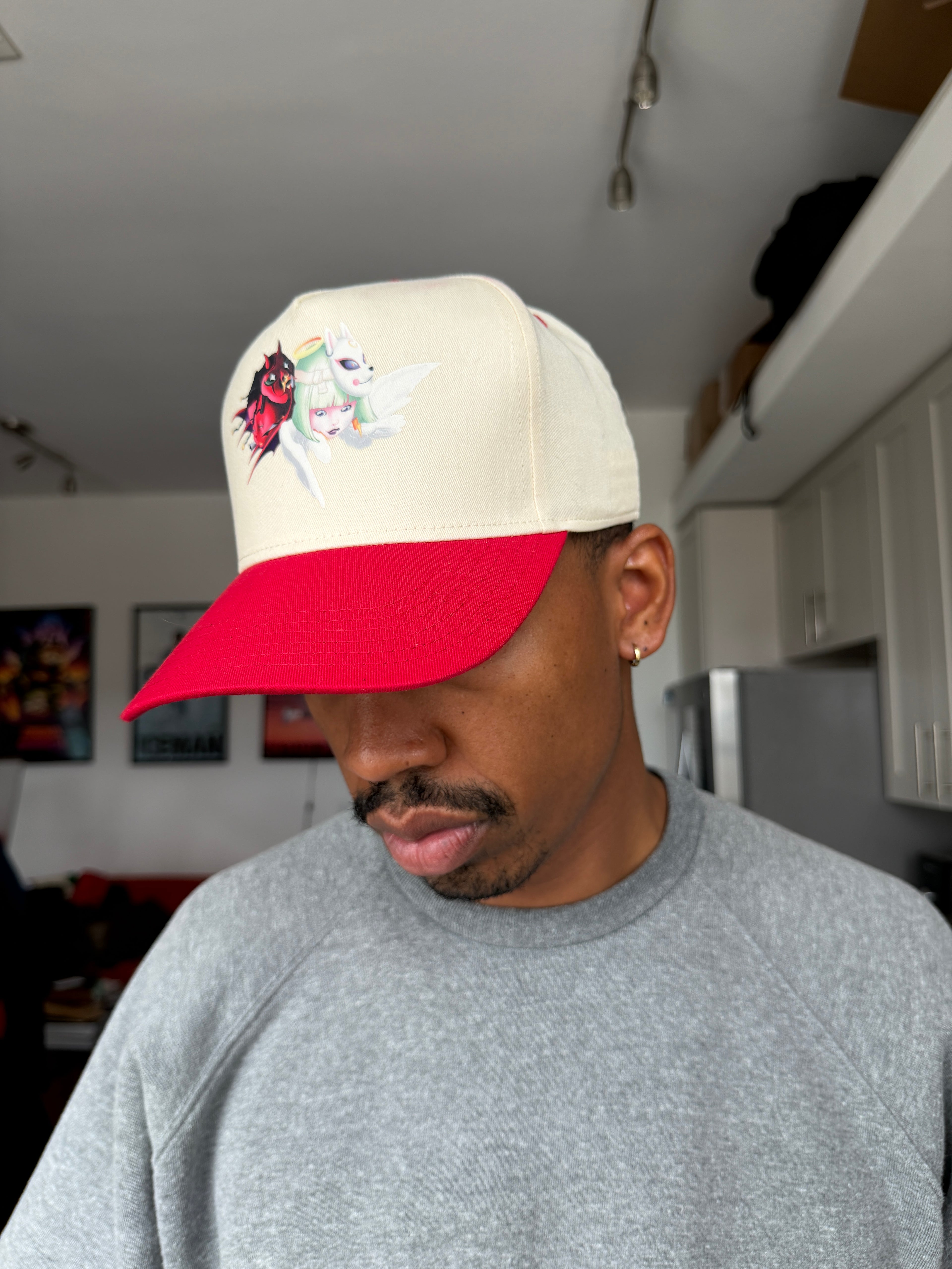 Red & White Devil and Angel Unicorn Baseball Cap