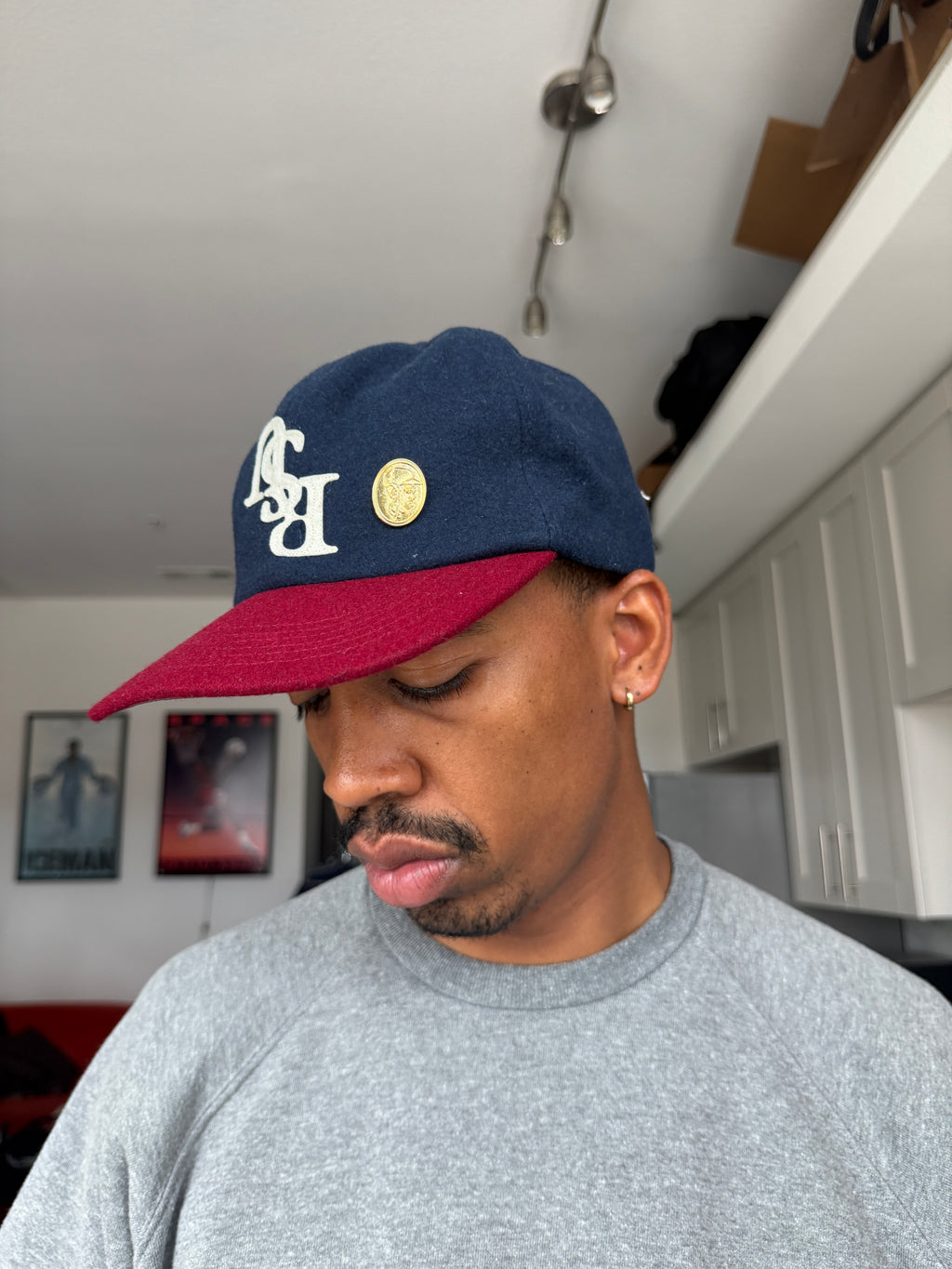 Two-tone Navy and Maroon hat