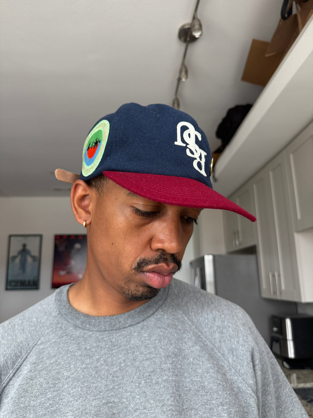 Two-tone Navy and Maroon hat