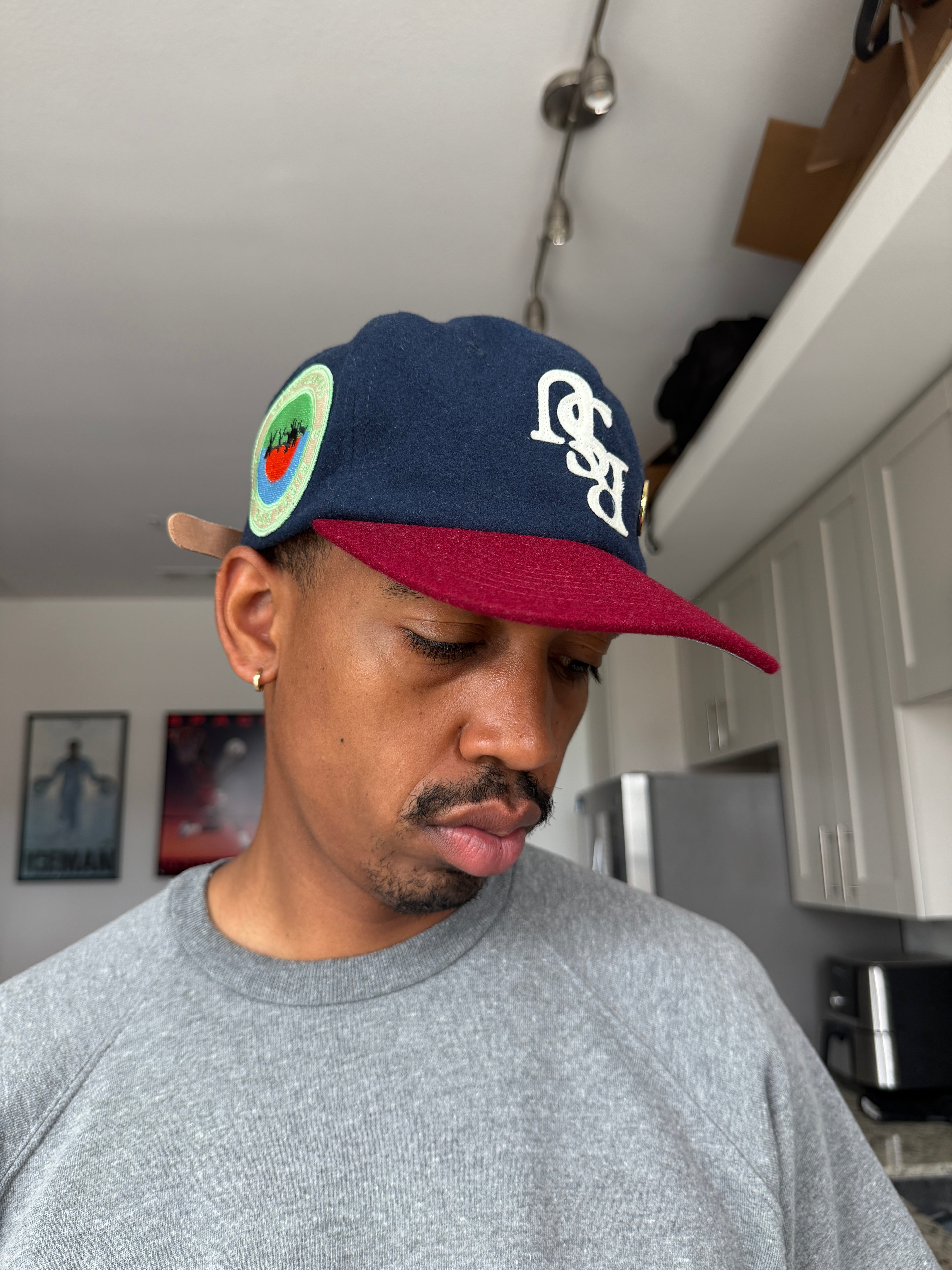 Two-tone Navy and Maroon hat