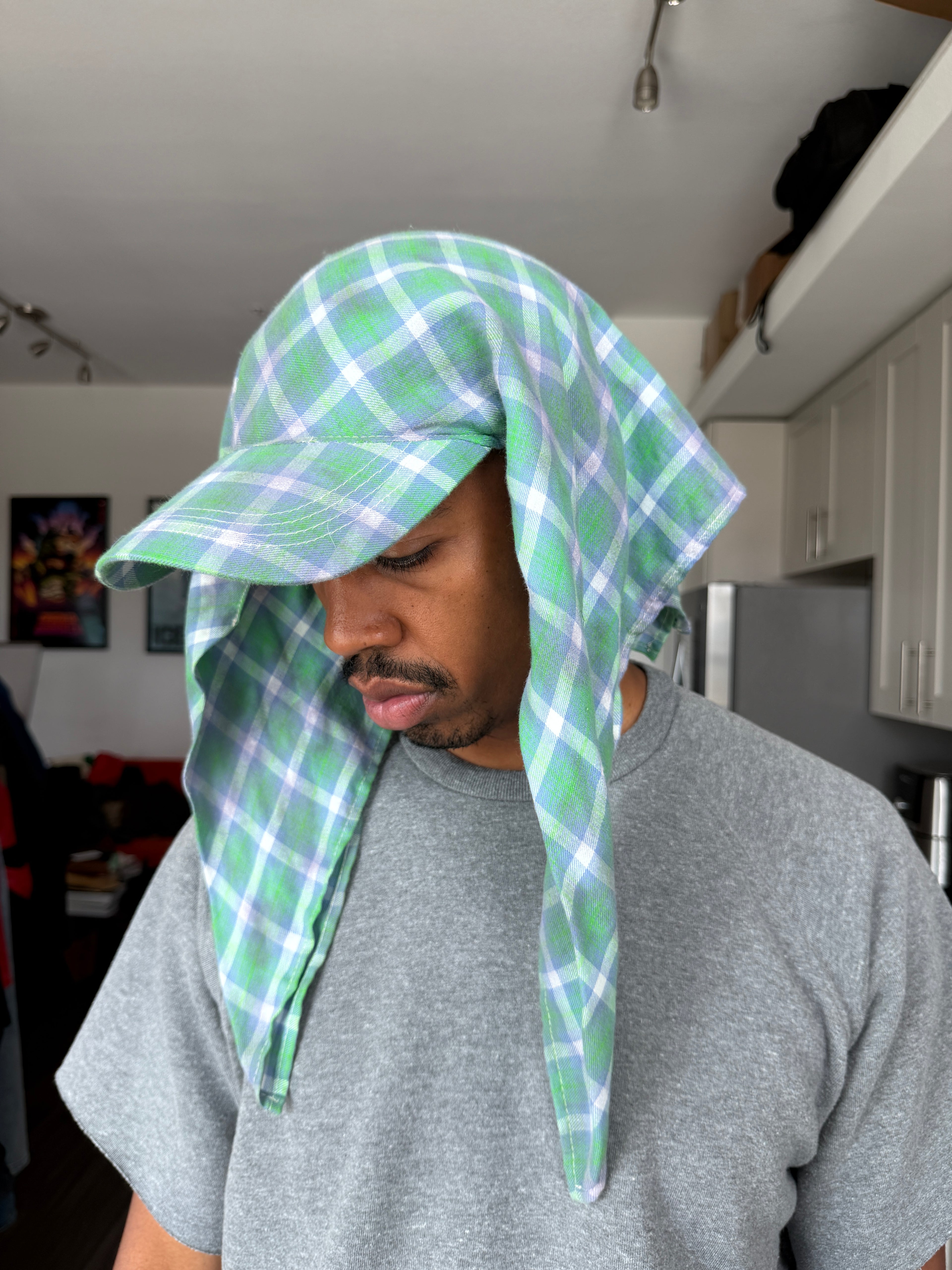Organic Garmentz Green & White Plaid Cap