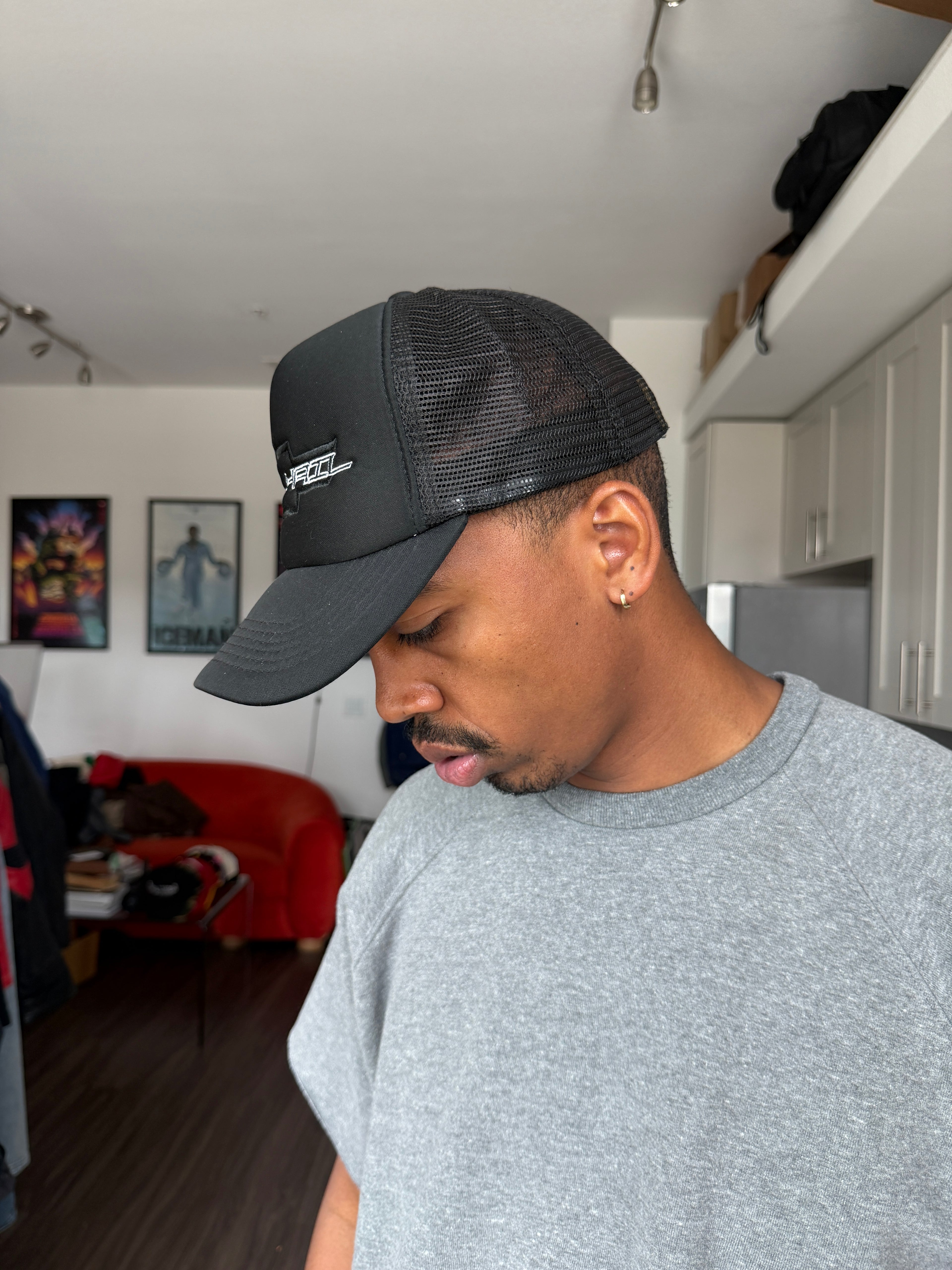 ALLHAIL Black Trucker Cap