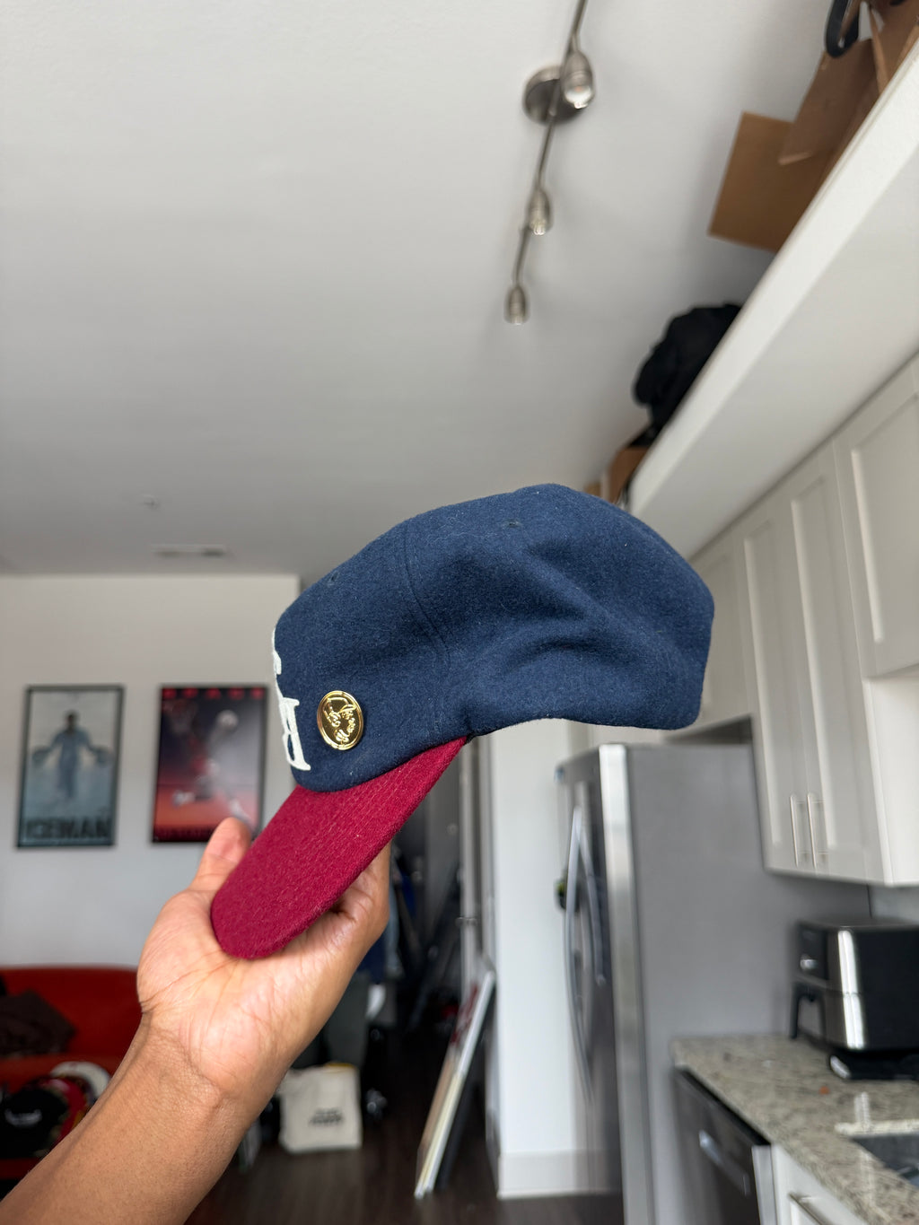 Two-tone Navy and Maroon hat