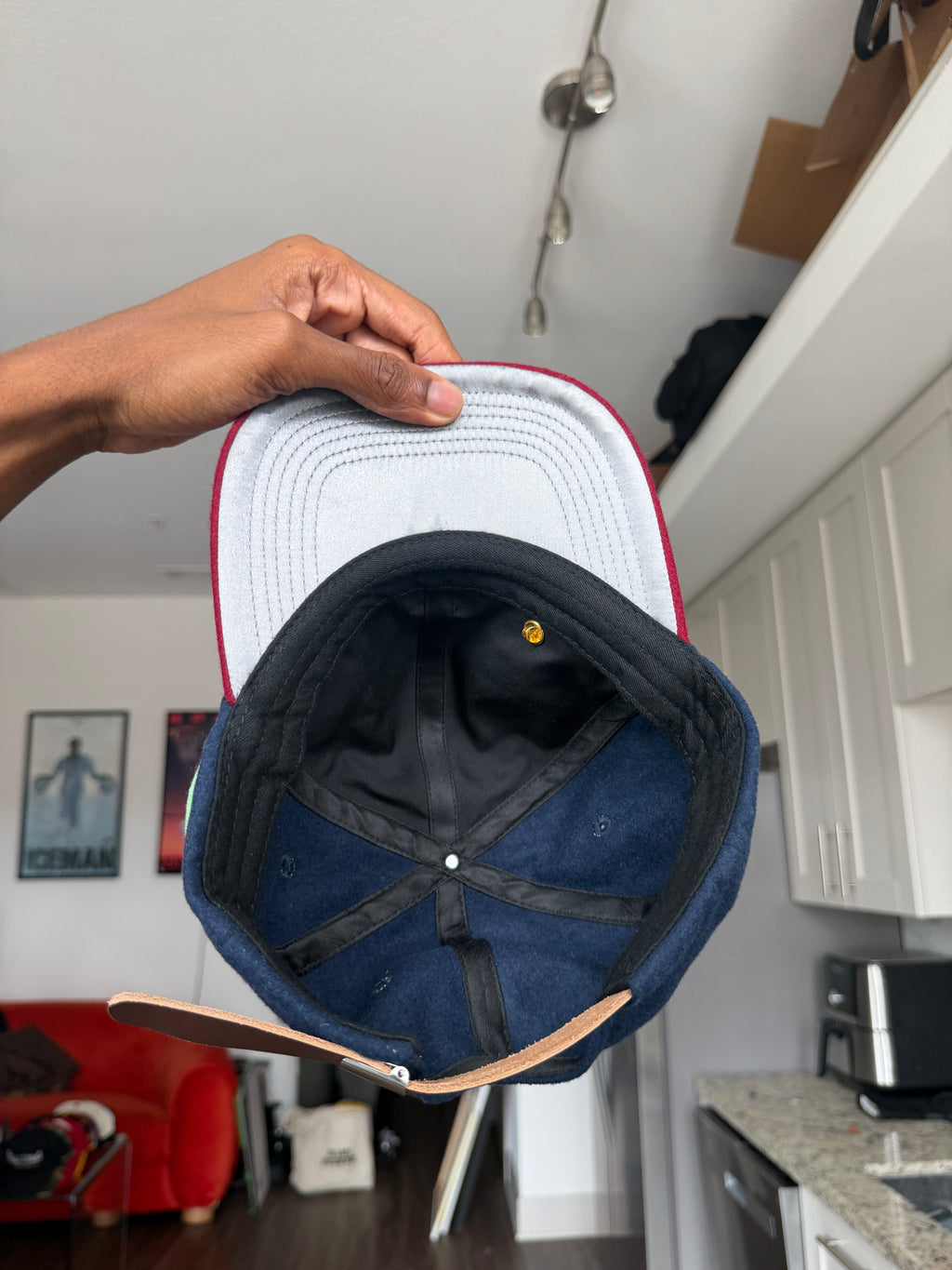 Two-tone Navy and Maroon hat
