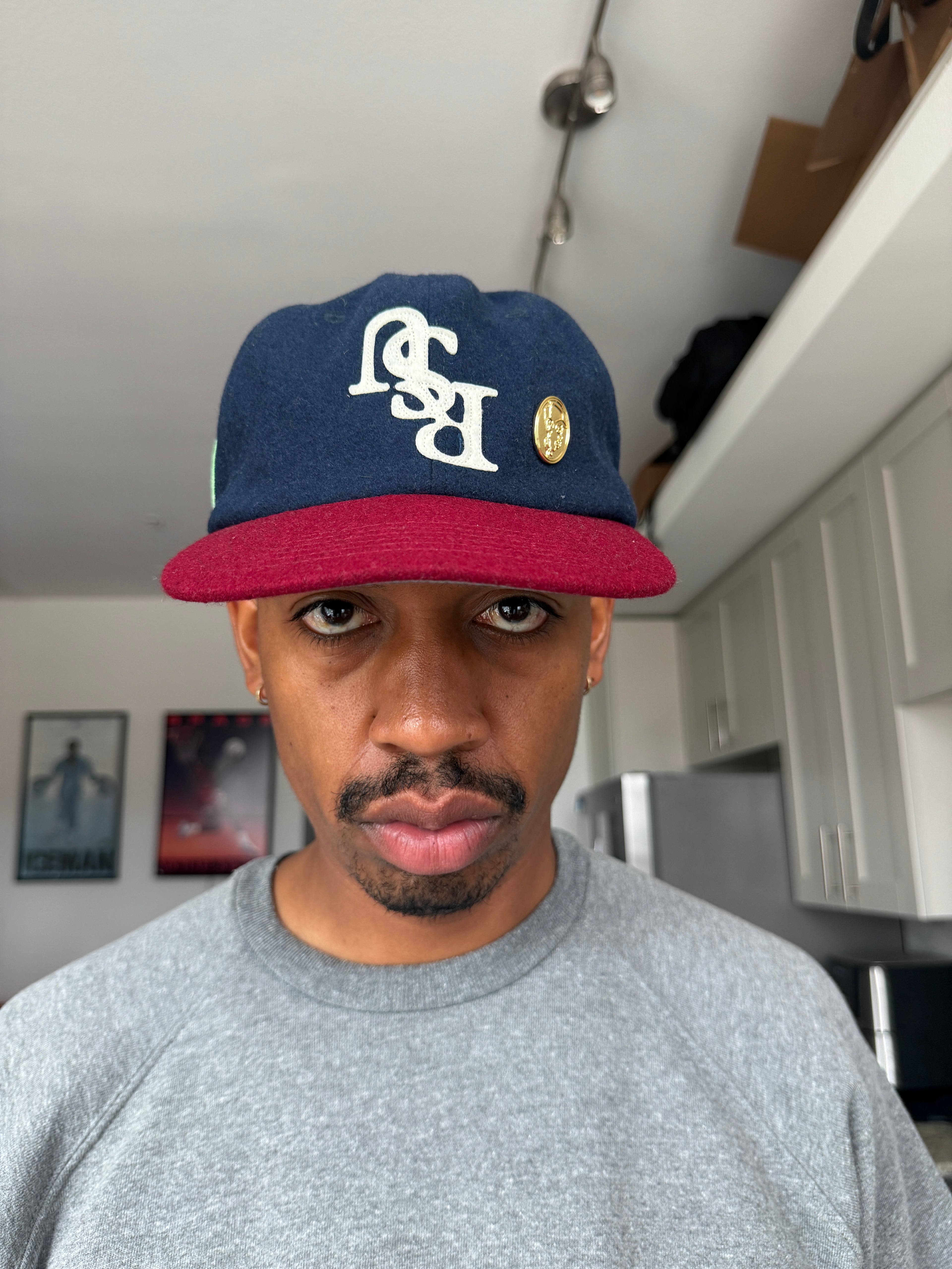 Two-tone Navy and Maroon hat