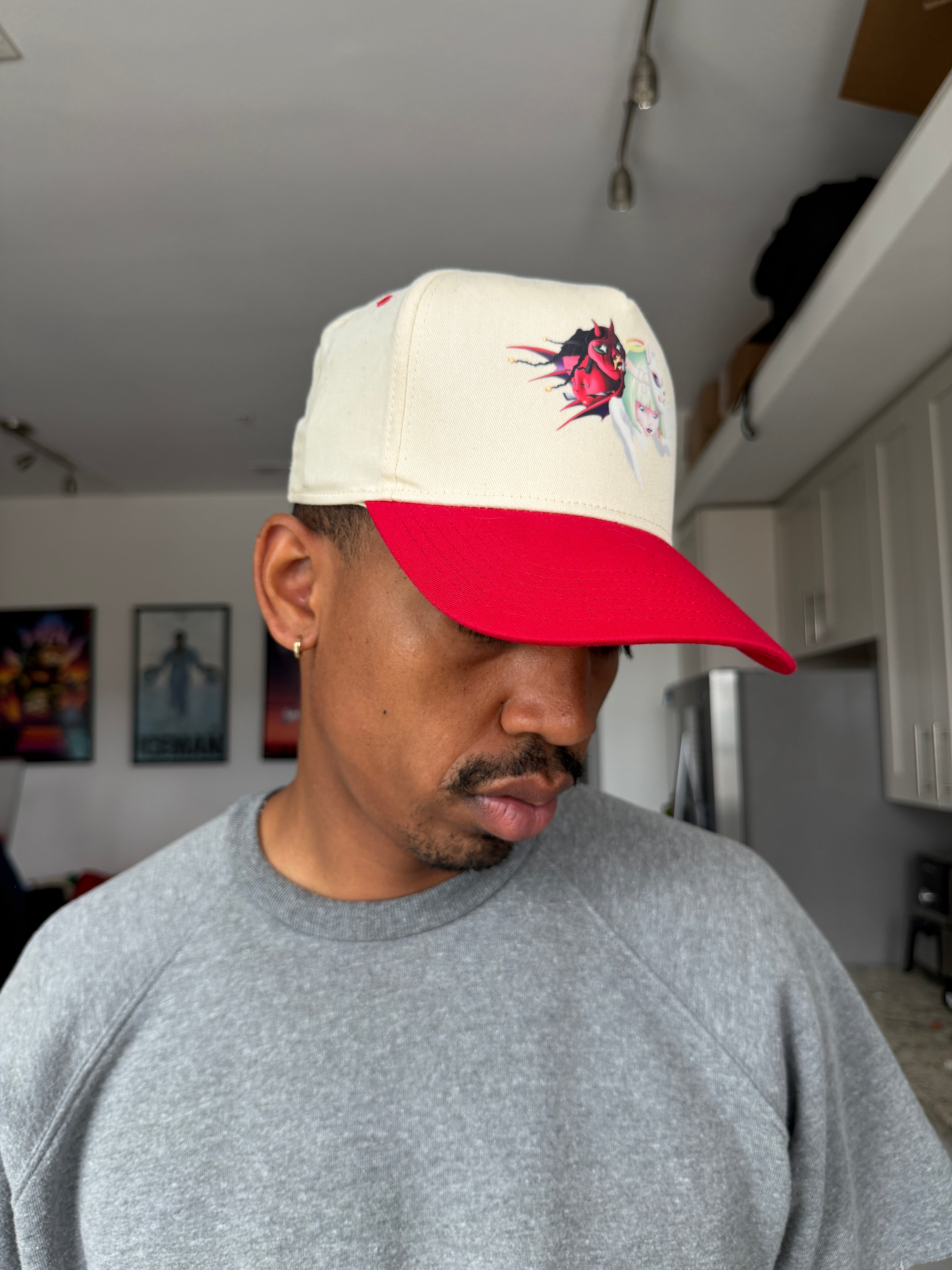 Red & White Devil and Angel Unicorn Baseball Cap