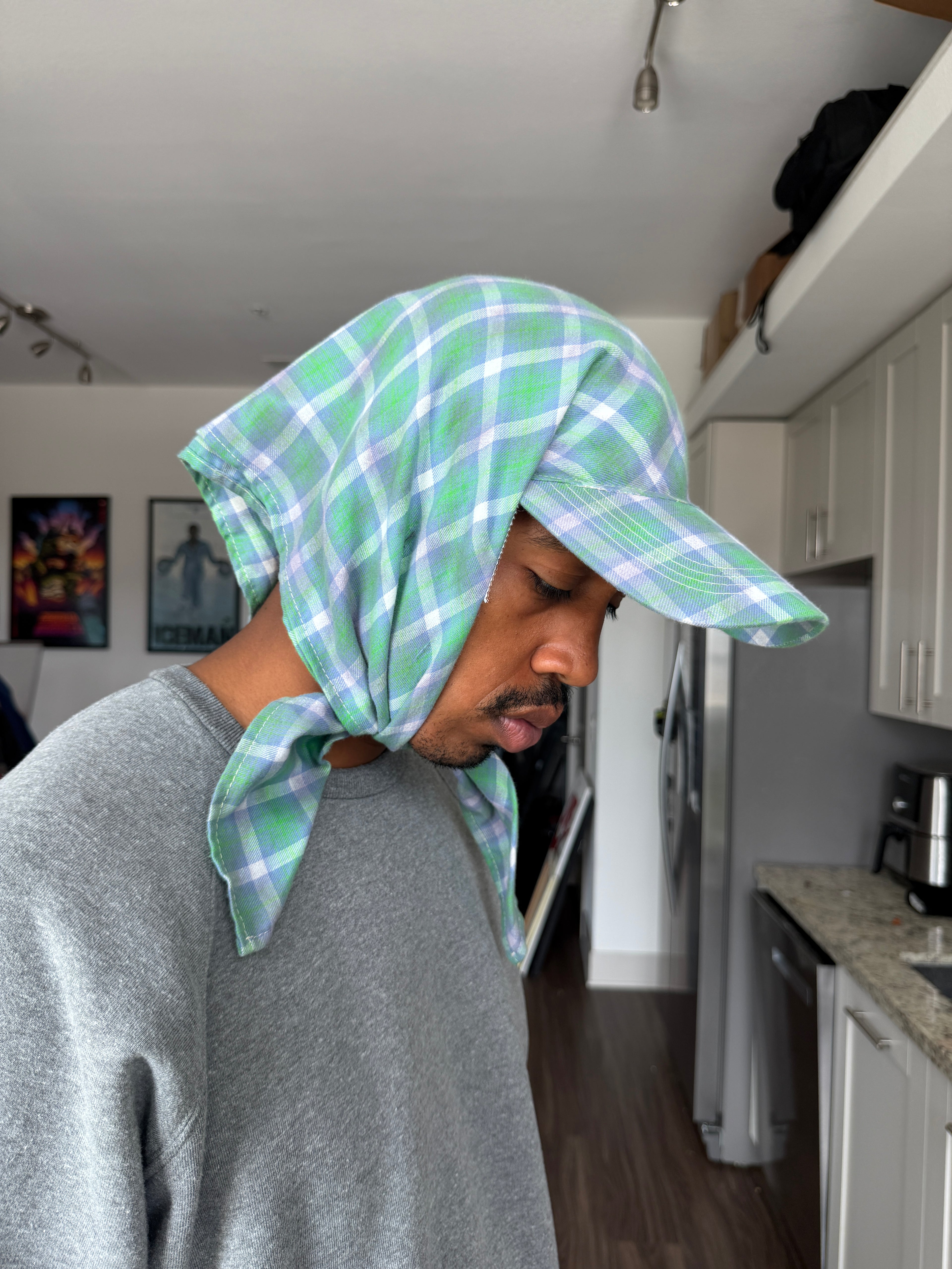 Organic Garmentz Green & White Plaid Cap