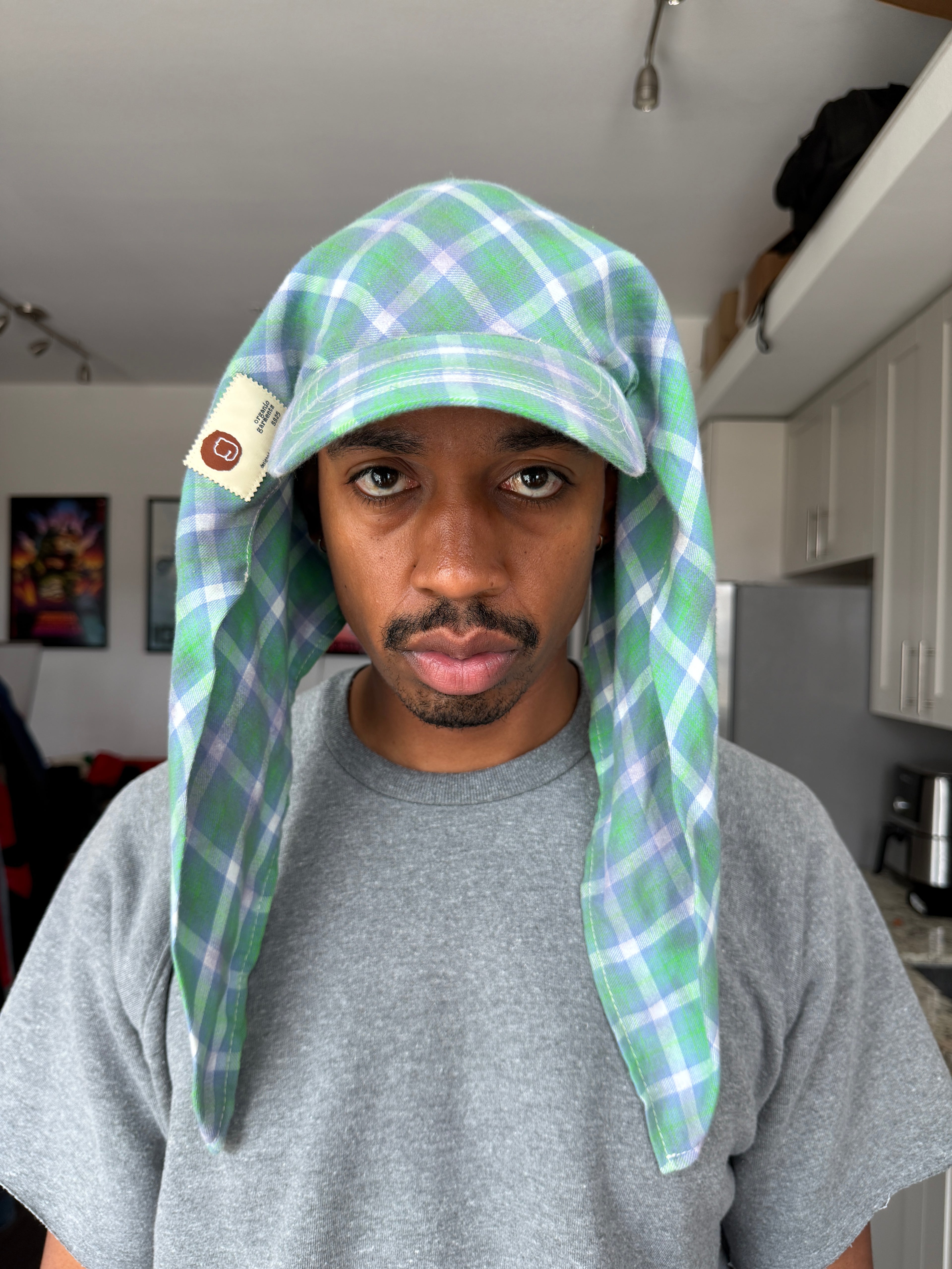 Organic Garmentz Green & White Plaid Cap