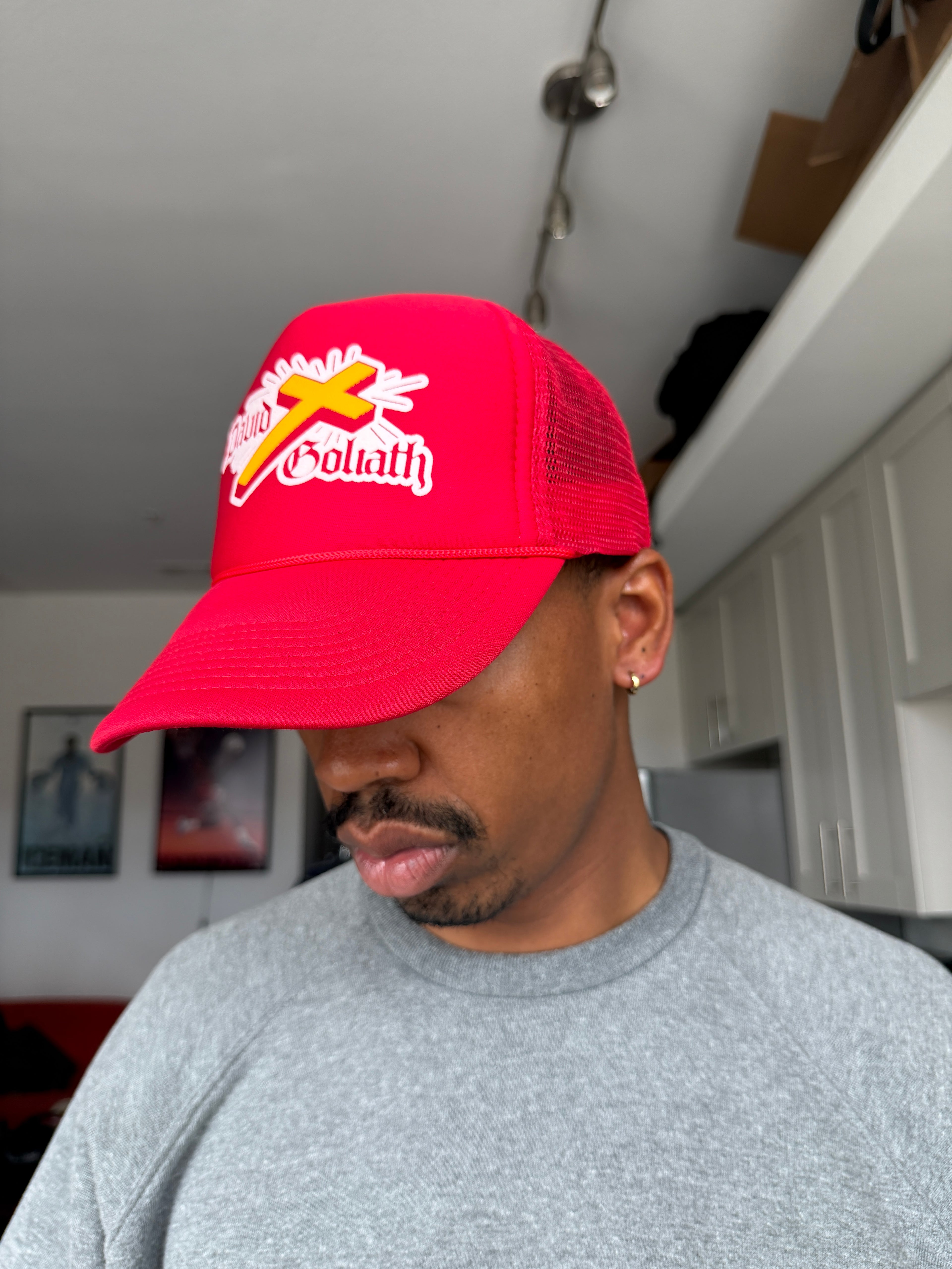 David & Goliath Red Trucker Cap