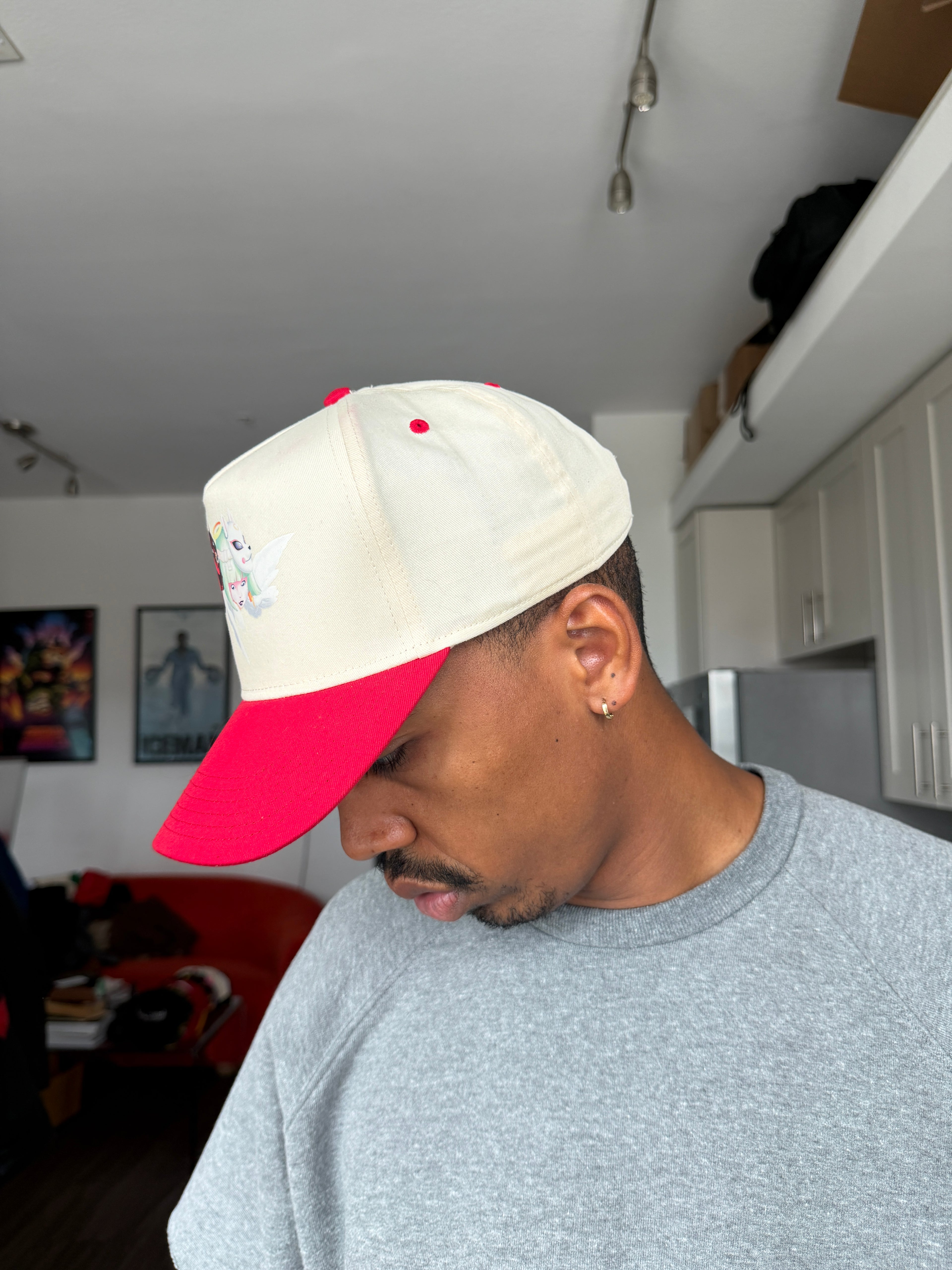 Red & White Devil and Angel Unicorn Baseball Cap