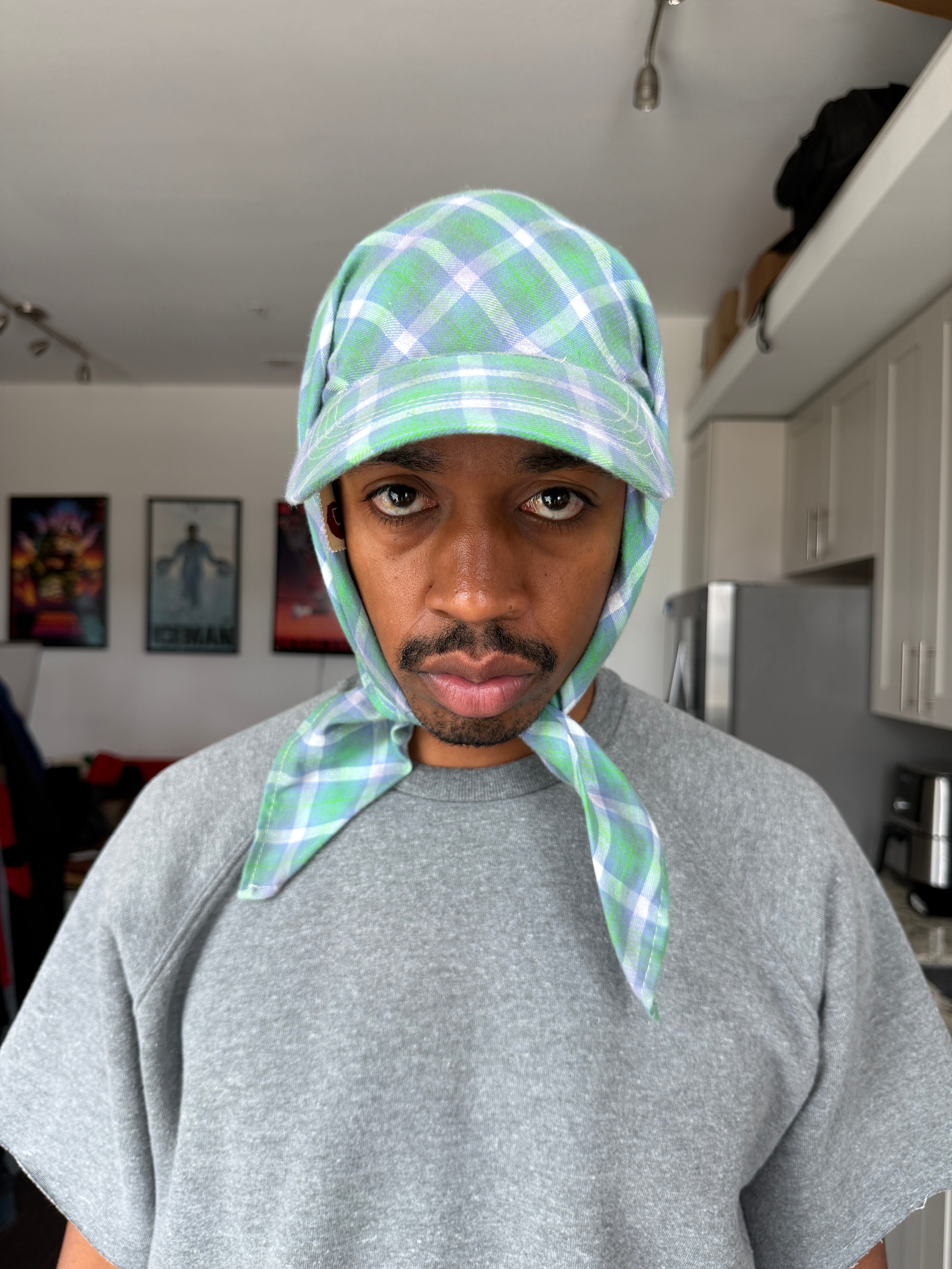 Organic Garmentz Green & White Plaid Cap