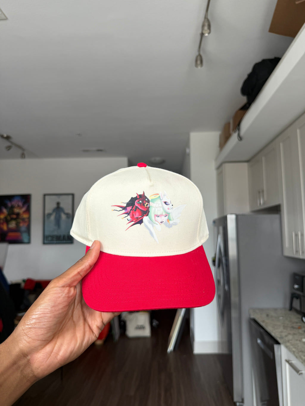 Red & White Devil and Angel Unicorn Baseball Cap