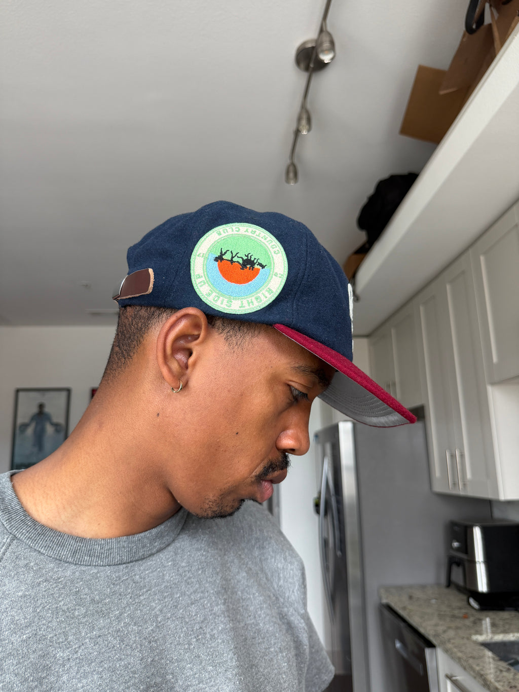 Two-tone Navy and Maroon hat