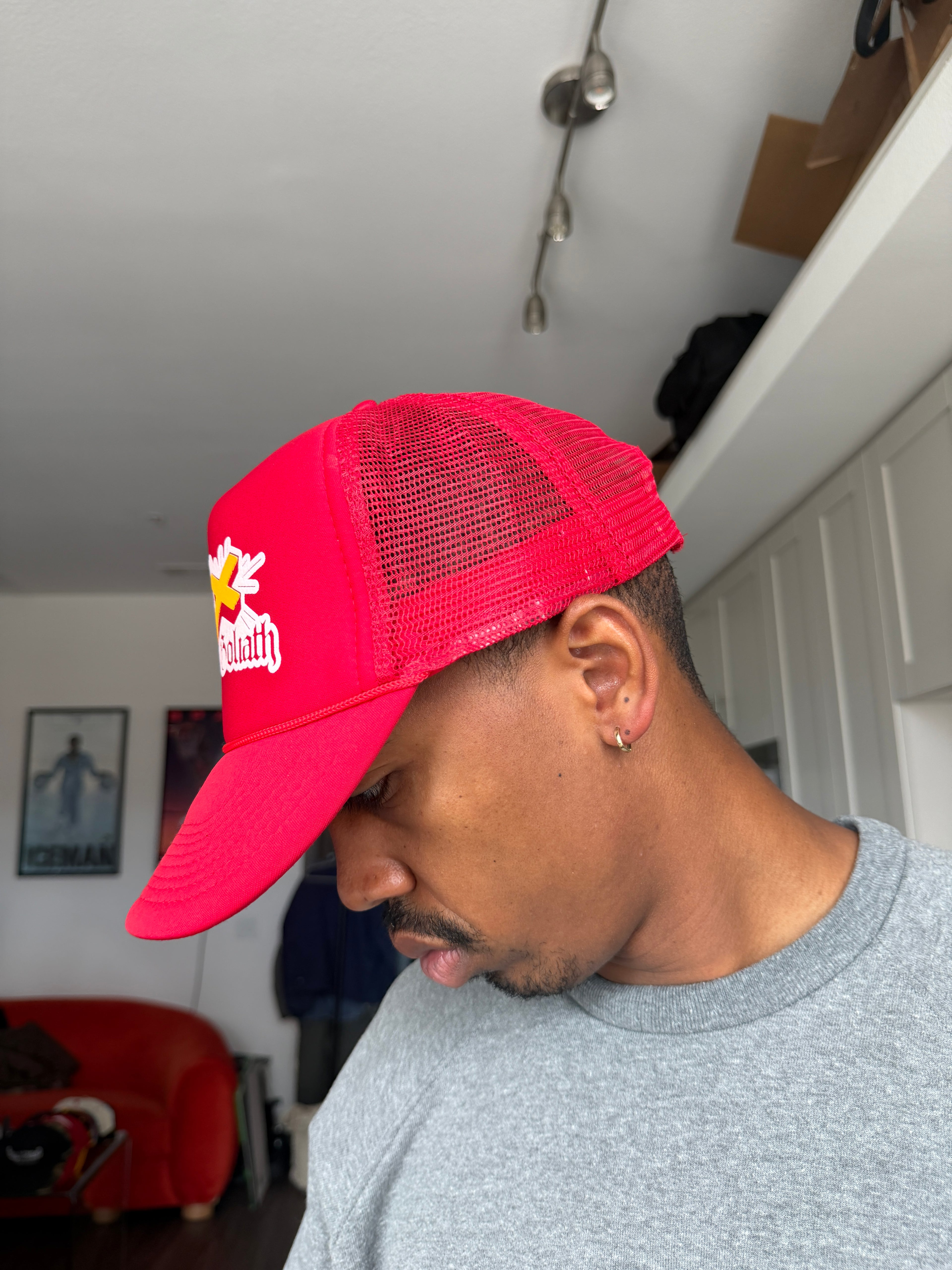 David & Goliath Red Trucker Cap