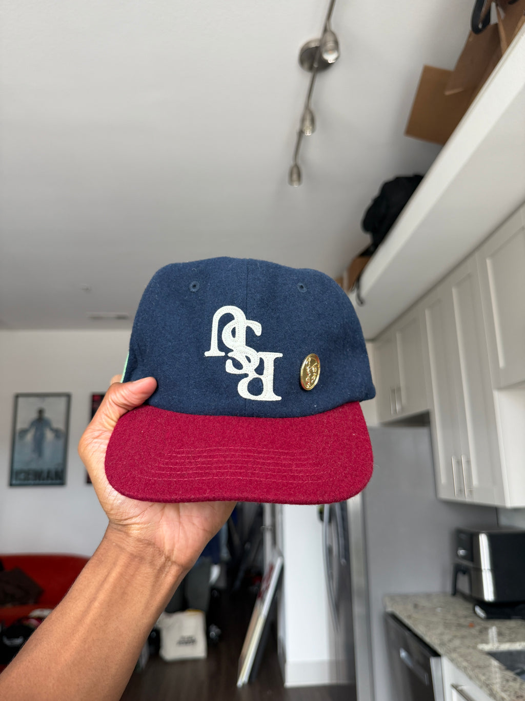 Two-tone Navy and Maroon hat